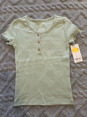 Carter's Sage Green Short Sleeve Henley Tee, Size 4